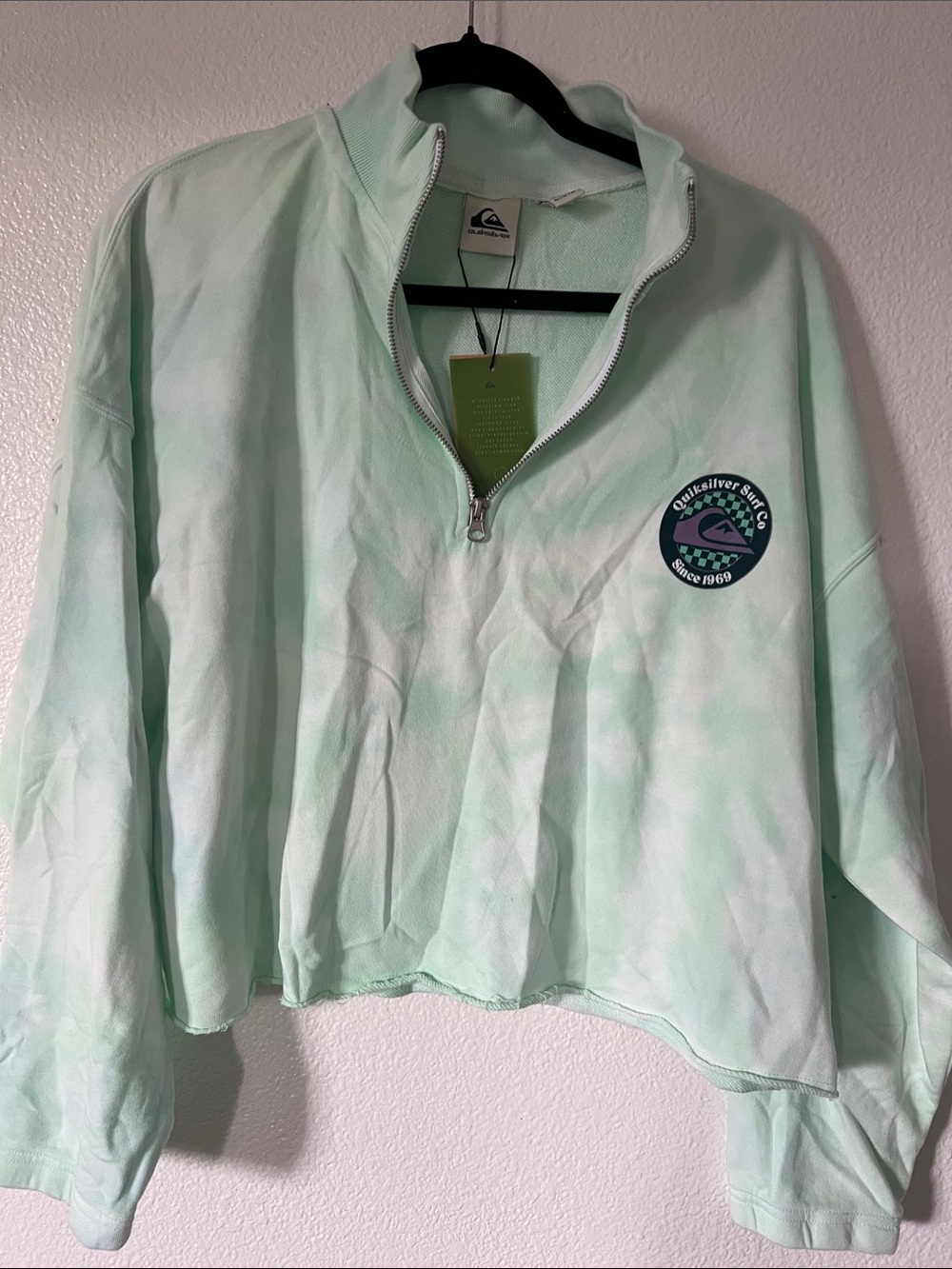 Quiksilver Light Mint Tie-Dye Half-Zip Pullover